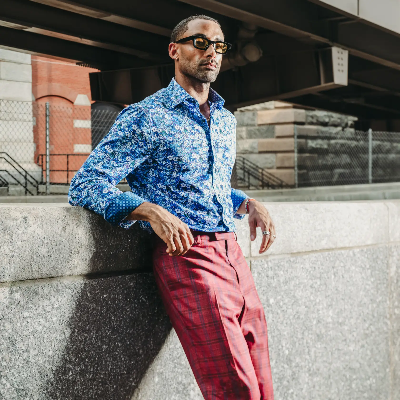man in blue Nick Graham shirt